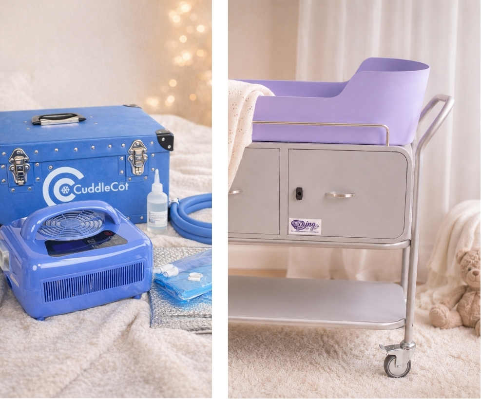 Bereavement cooling units used by hospitals, birthing centers, hospice and funeral homes to help families who have experienced stillbirth and infant loss. 
